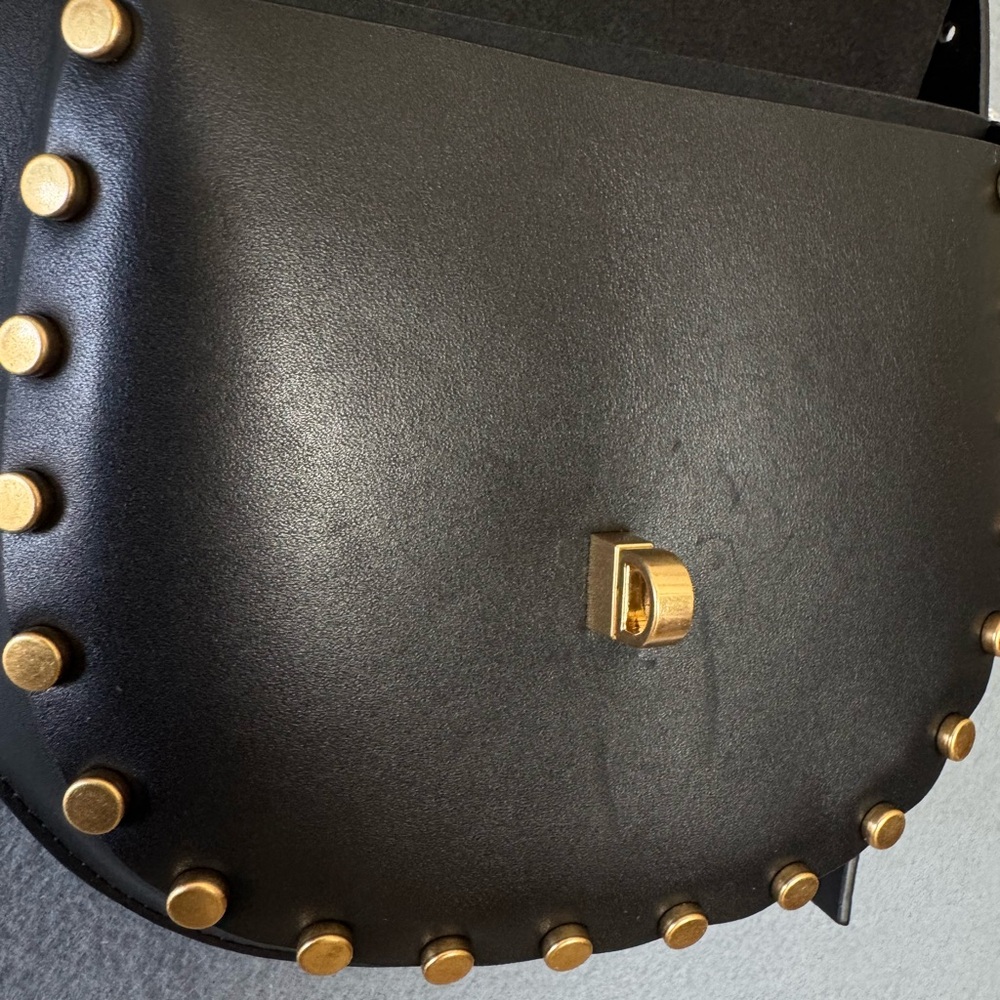AllSaints Miro Mini Saddle Bag Black Studded Leather NWT + Dust Bag - Picture 7 of 15